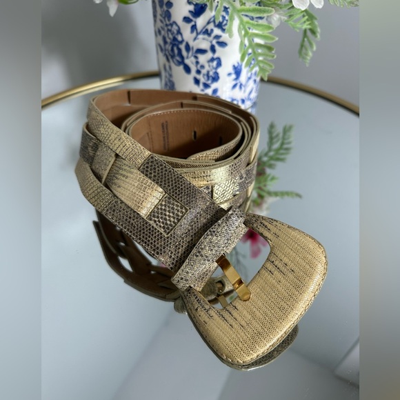 Gold  Lizard  Leather  Metalic Chunky  Belt 44” main image 8